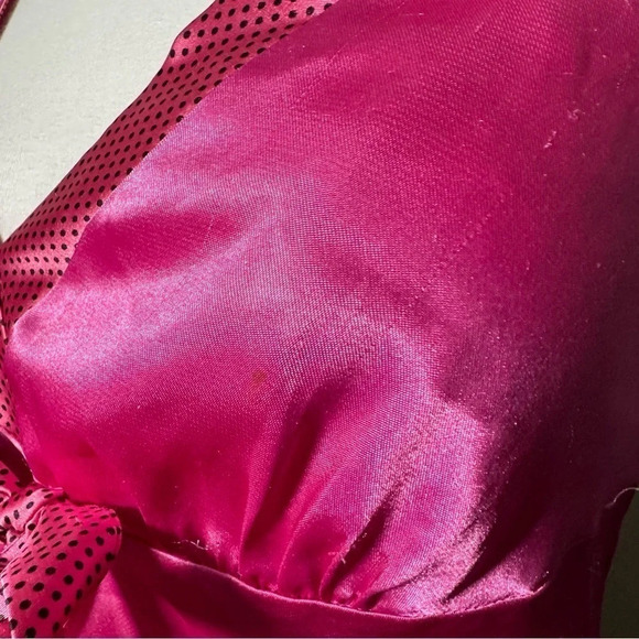 Vintage satin polkadot Barbie pink tank top M coquette pin up Fairycore - Picture 5 of 5